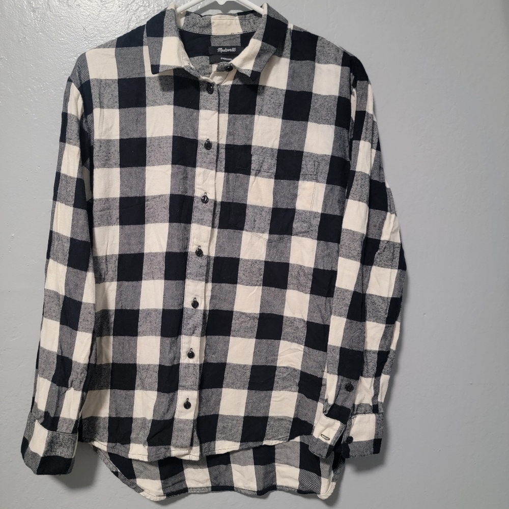 MADEWELL #M Plaid Black and White Men's Shirt
